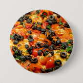 Pizza mit schwarzen Oliven Button (Vorderseite)