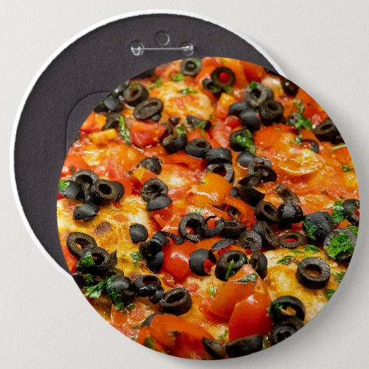 Pizza mit schwarzen Oliven Button (Vorne & Hinten)