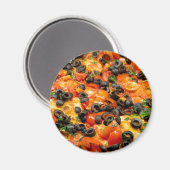 Pizza mit schwarzen Oliven Magnet (Vorderseite/Rückseite)