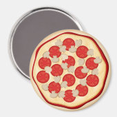 Pizza mit Tomaten und Pilzen Magnet (Vorderseite/Rückseite)