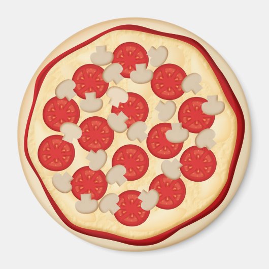 Pizza mit Tomaten und Pilzen Magnet (Vorne)