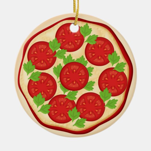 Pizza mit With Tomatoes Keramik Ornament (Vorne)