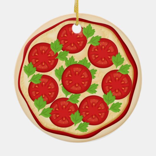 Pizza mit With Tomatoes Keramik Ornament (Hinten)