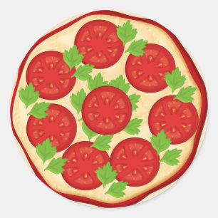 Pizza mit With Tomatoes Runder Aufkleber