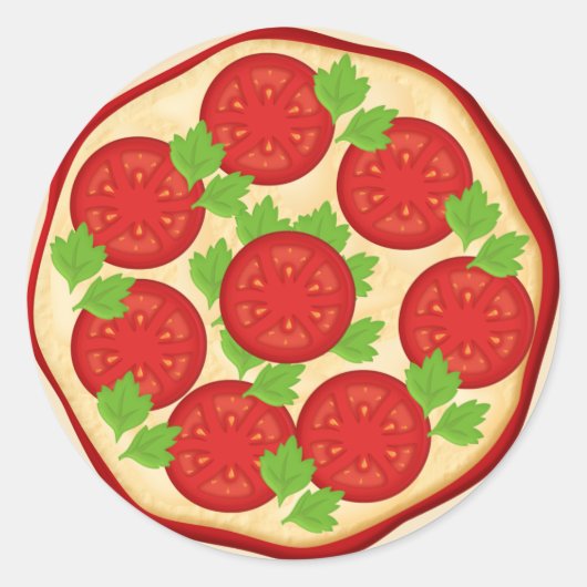 Pizza mit With Tomatoes Runder Aufkleber (Vorderseite)