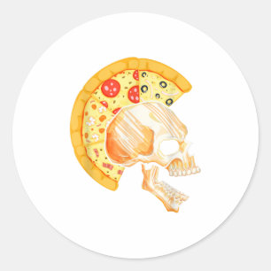 Pizza Mohawk Rock Hair Skeleton Rocker Runder Aufkleber