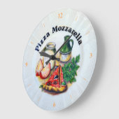 Pizza Mozarella Große Wanduhr (Winkel)