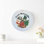 Pizza Mozarella Große Wanduhr (Zuhause)