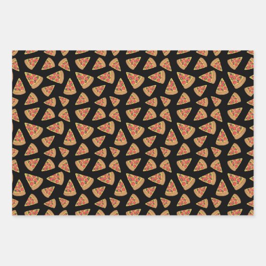 Pizza Muster Blau Schwarz und Weiß Geschenkpapier Set (Vorderseite 2)