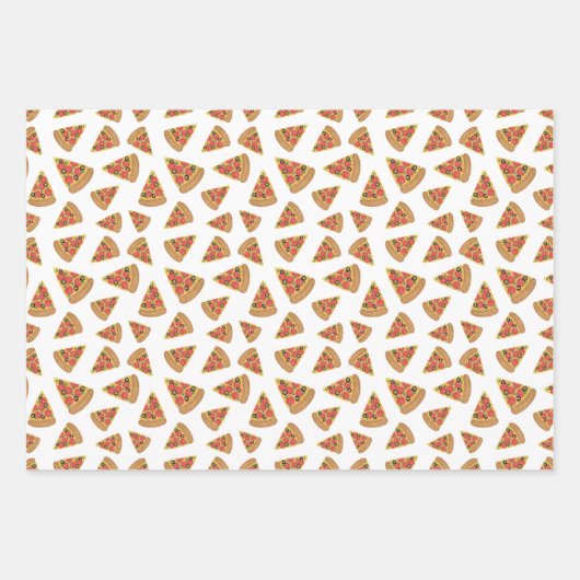 Pizza Muster Blau Schwarz und Weiß Geschenkpapier Set (Vorderseite)