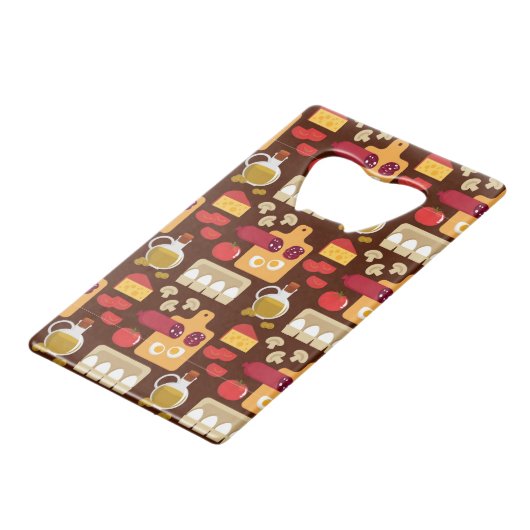 Pizza-Muster Geldkarten Flaschenöffner (Vorderseite Schrägansicht)