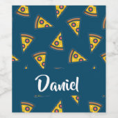 Pizza-Muster in blau Weinetikett (Einzelnes Label)