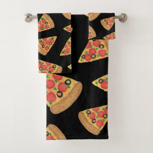 Pizza Muster Novelle Niedlich Black Teen Geschenk Badhandtuch Set