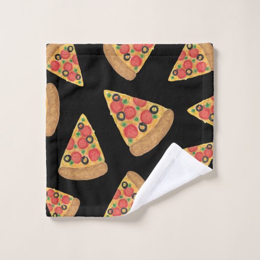 Pizza Muster Novelle Niedlich Black Teen Geschenk Badhandtuch Set (Waschlappen)