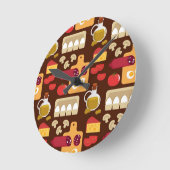 Pizza-Muster Runde Wanduhr (Winkel)