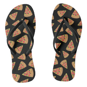 Pizza Muster Schwarze Flip Flops Badesandalen