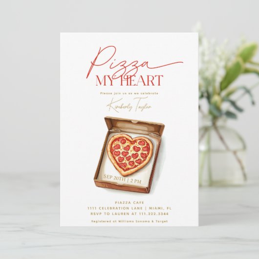 Pizza My Heart Italienisches Brautparty Einladung (Stehend Vorderseite)