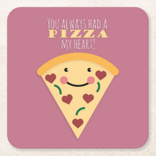 Pizza My Heart Rechteckiger Pappuntersetzer