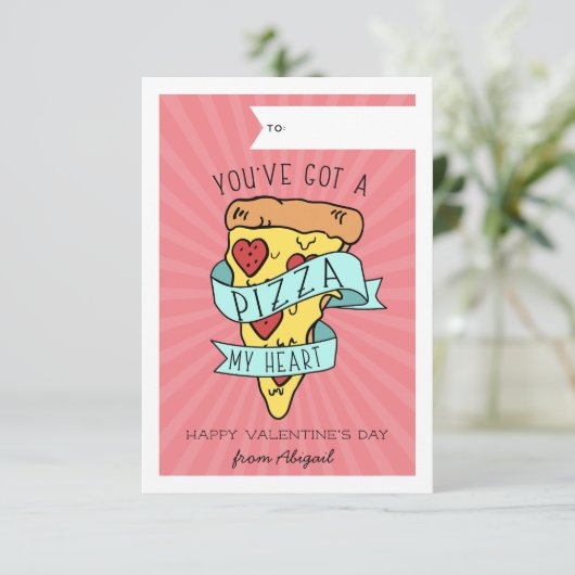 Pizza My Heart Valentinstag Card Einladung (Stehend Vorderseite)