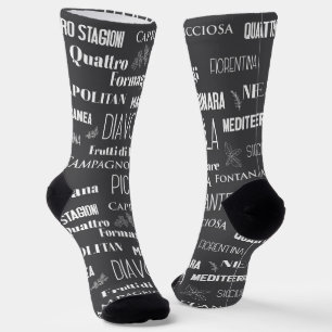Pizza Names Italian Food Gemustert Koch Socken