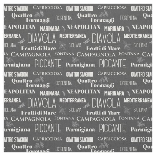 Pizza Names Typographic Italian Kitchen Koch Stoff (Muster)