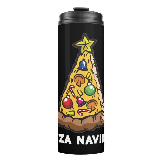 PIZZA NAVIDAD Spaß Thermosbecher (Vorderseite)