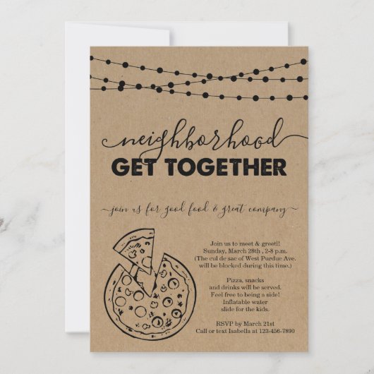 Pizza Neighborhood Sammelveranstaltung Einladung (Vorderseite)