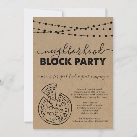 Pizza Neighhood Block Party Einladung (Vorderseite)