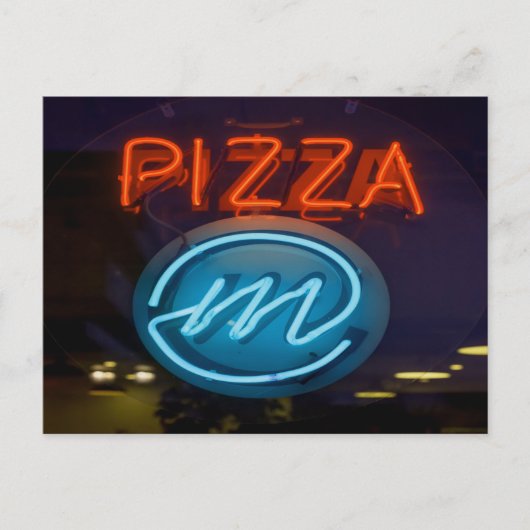 Pizza Neon Sign Postkarte (Vorderseite)