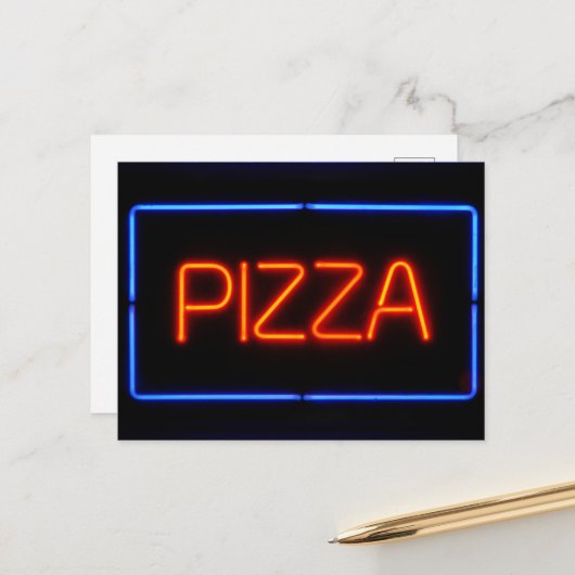 PIZZA Neon Sign Postkarte (Vorderseite/Rückseite Beispiel)