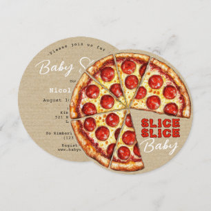Pizza Neutral Slice Slice Baby Shower Einladung