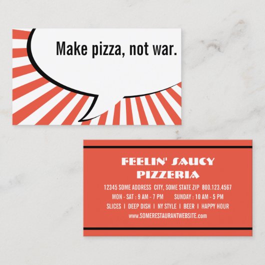 Pizza nicht Krieg Visitenkarte (Vorne/Hinten)