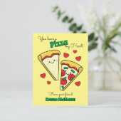 Pizza Niedlich Kids Valentinstag Kawaii Postkarte (Stehend Vorderseite)