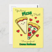 Pizza Niedlich Kids Valentinstag Kawaii Postkarte (Vorne/Hinten)