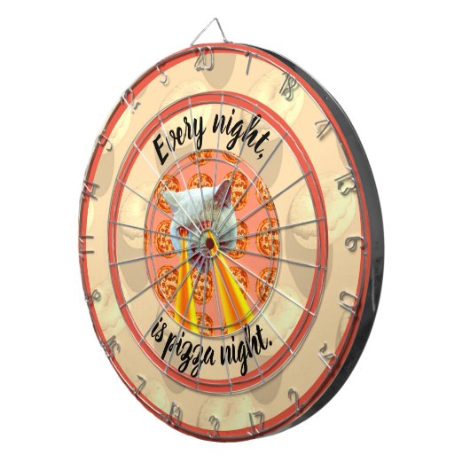 Pizza Night Cat Dart Board Dartscheibe (Vorderseite rechts)