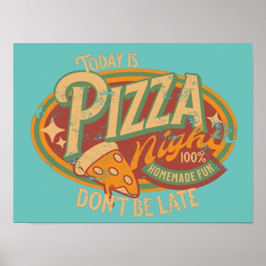 Pizza Night-fun-Logo erschüttert Poster (Vorne)