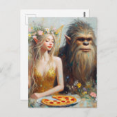Pizza Night mit Sasquatch und der Fairy Postkarte (Vorne/Hinten)