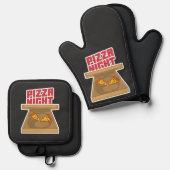 Pizza Night Ofenhandschuh & Topflappen-Set (Vorderseite/Rückseite)
