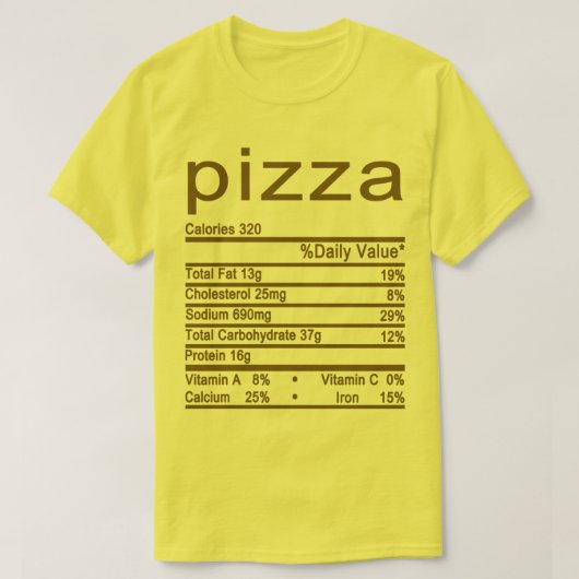 Pizza Nutrition Facts Label T-Shirt (Design vorne)