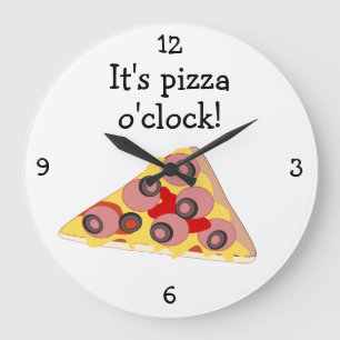 Pizza O'Clock Spaß Food Grafik Große Wanduhr