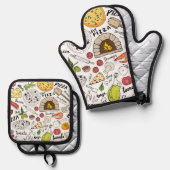 Pizza    ofenhandschuh & Topflappen-Set (Vorderseite/Rückseite)