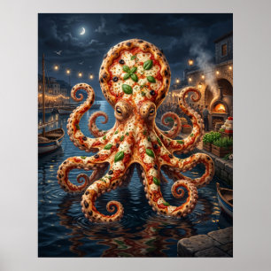 Pizza Oktopus Hafen Poster