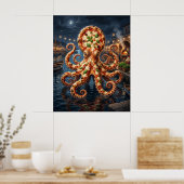 Pizza Oktopus Hafen Poster (Küche)