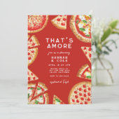 Pizza Paare Italienisches Brautparty Das ist noch  Einladung (Stehend Vorderseite)