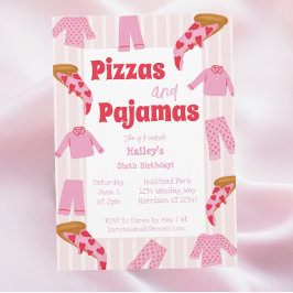 Pizza Pajama Party Girls Geburtstag Einladung