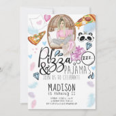 Pizza & Pajamas Sleepover Geburtstag Einladung (Vorderseite)