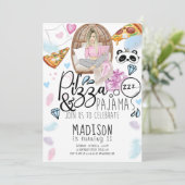 Pizza & Pajamas Sleepover Geburtstag Einladung (Stehend Vorderseite)