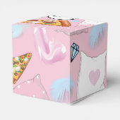 Pizza & Pajamas Sleepover Geburtstag Personalisier Geschenkschachtel (Rückseite)