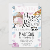 Pizza & Pajamas Sleepover Geburtstagsparty Einladung (Vorderseite)