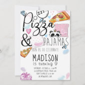 Pizza & Pajamas Slumber Party Einladung (Vorderseite)